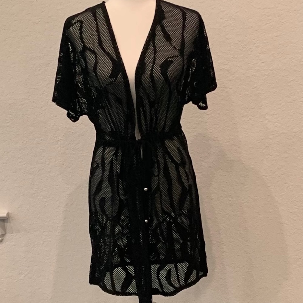 Anne Cole Black Zebra Swimsuit Cover